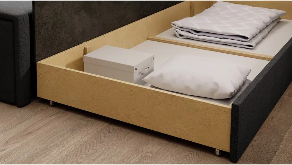 Tmavosivá ženilková rozkladacia/s úložným priestorom pohovka 214 cm Fulgeo – ELTAP