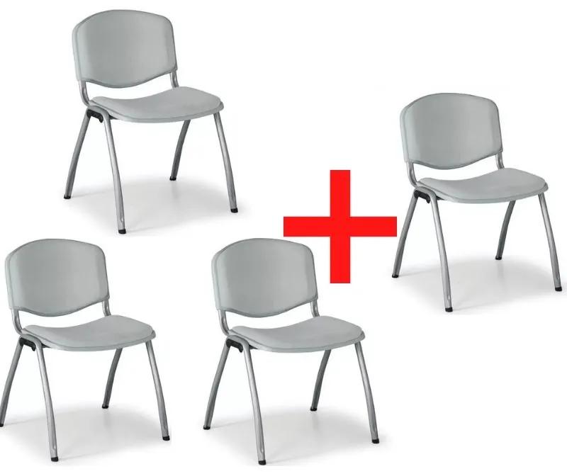 Konferenčná stolička VORNO 3+1 ZADARMO, koženka, sivá