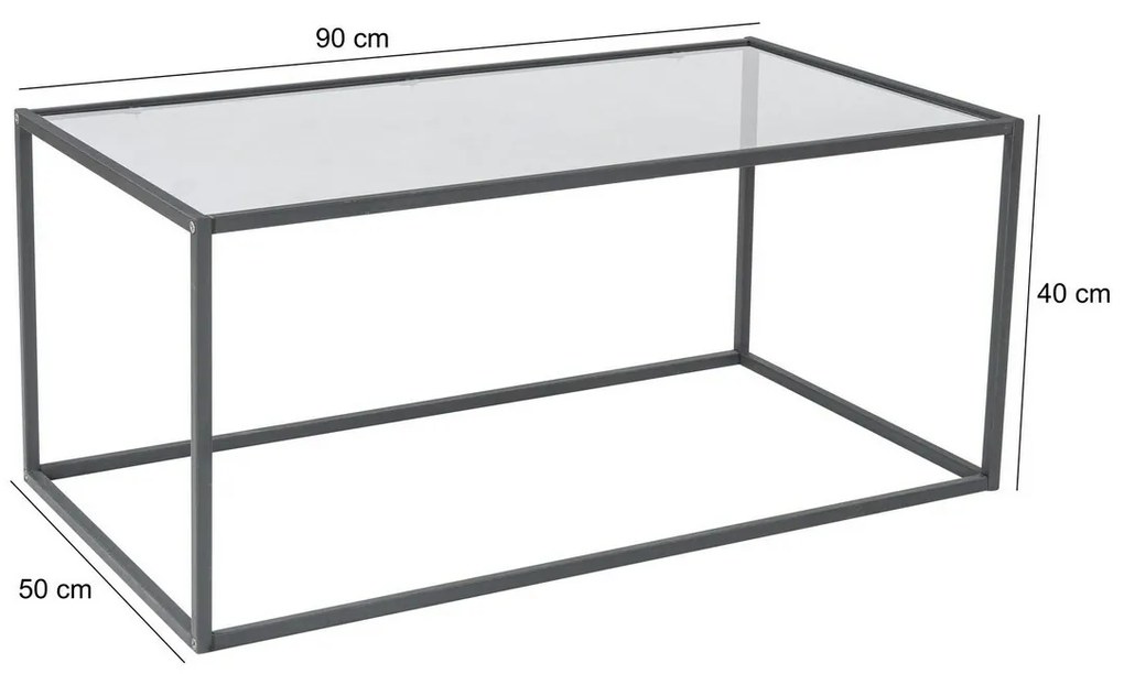 Konferenčný stolík Lizbon Black s tmavým sklom
