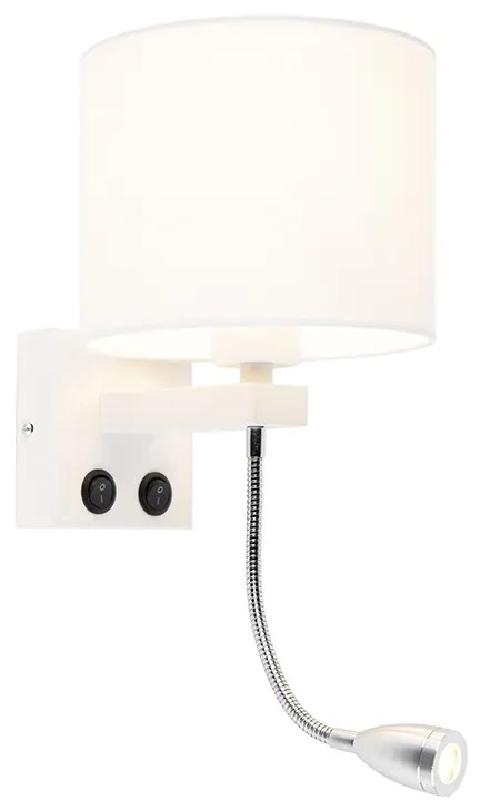Moderná nástenná lampa biela s bielym tienidlom - Brescia