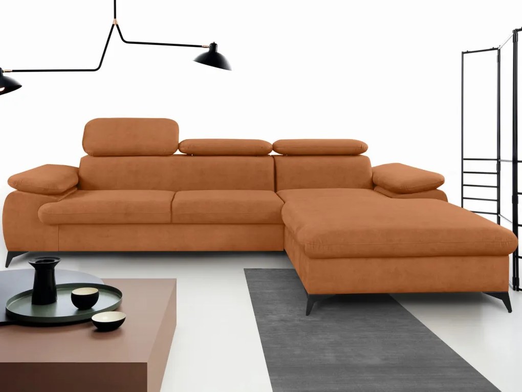 Rohová sedacia súprava Scala, hrdzavá látka, pravý roh