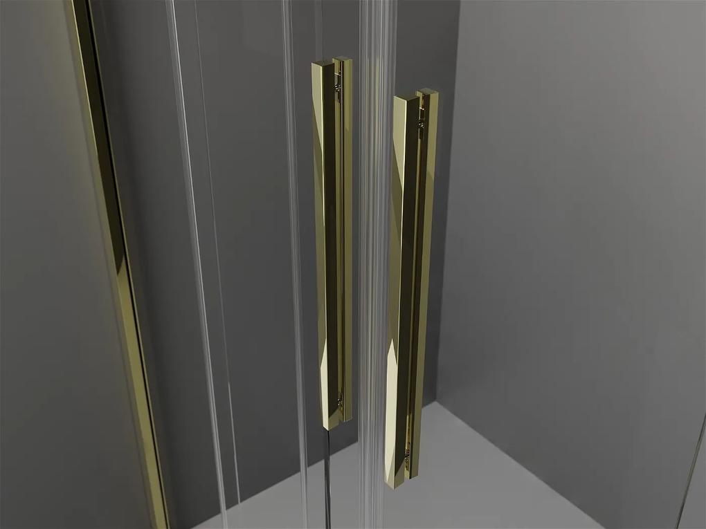 Mexen Velar Duo, posuvné dvere do otvoru 140x200 cm, 8mm číre sklo, zlatá matná, 871-140-000-02-55