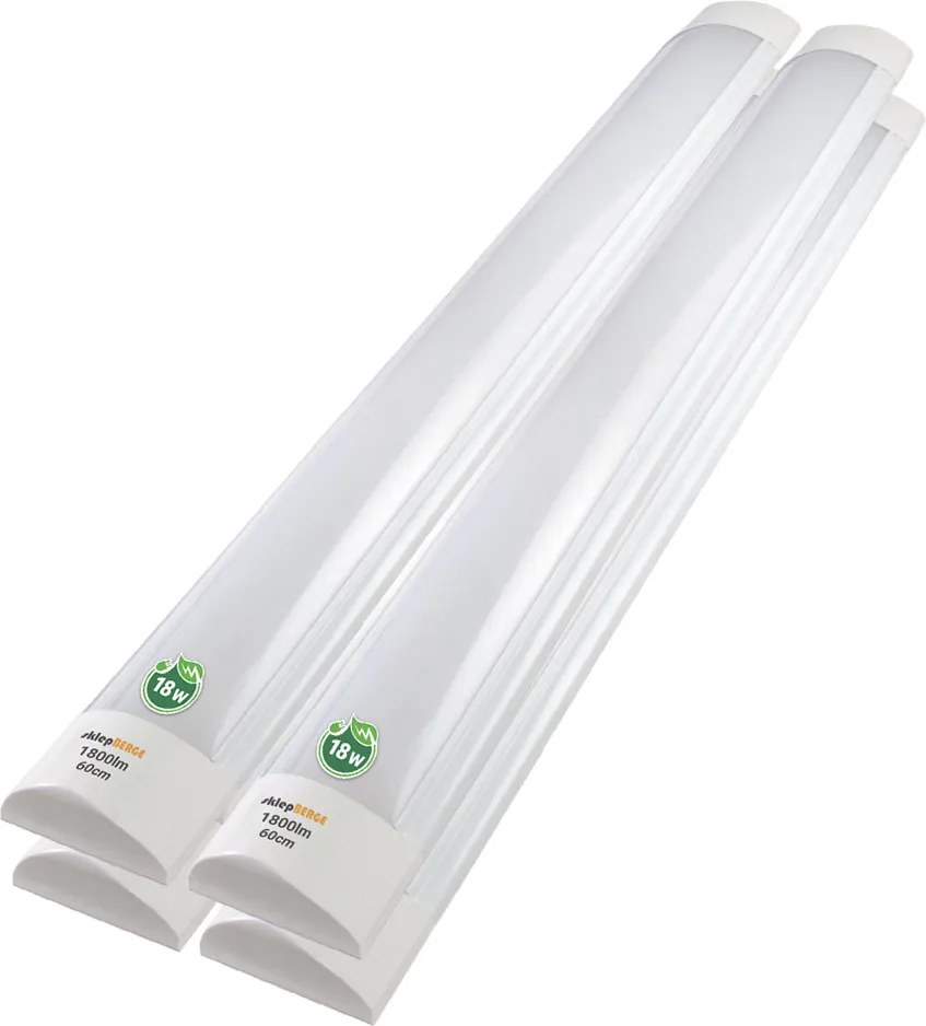 Sada 4 LED lámp do garáže a dielne 18W 60cm 4500K denné svetlo 230V