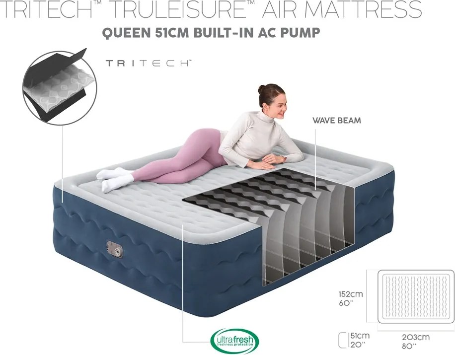 Matrac pre 2 osoby 203x152x51cm Queen Tritech Truleisure Air Bestway 6716P