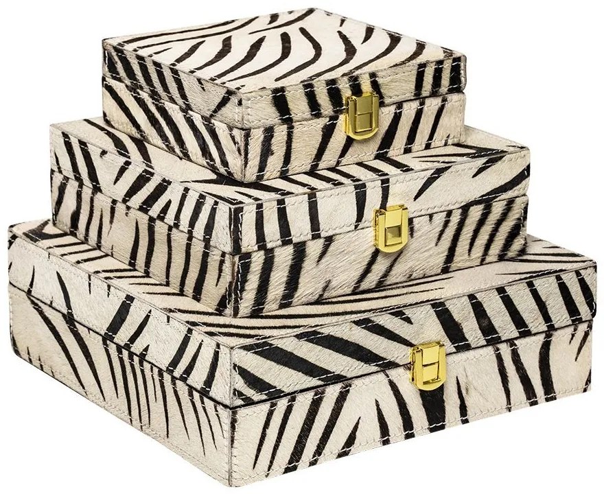 Zebra Bijoux box z hovädzej kože (sada 3ks) - 25,5*25,5*8cm