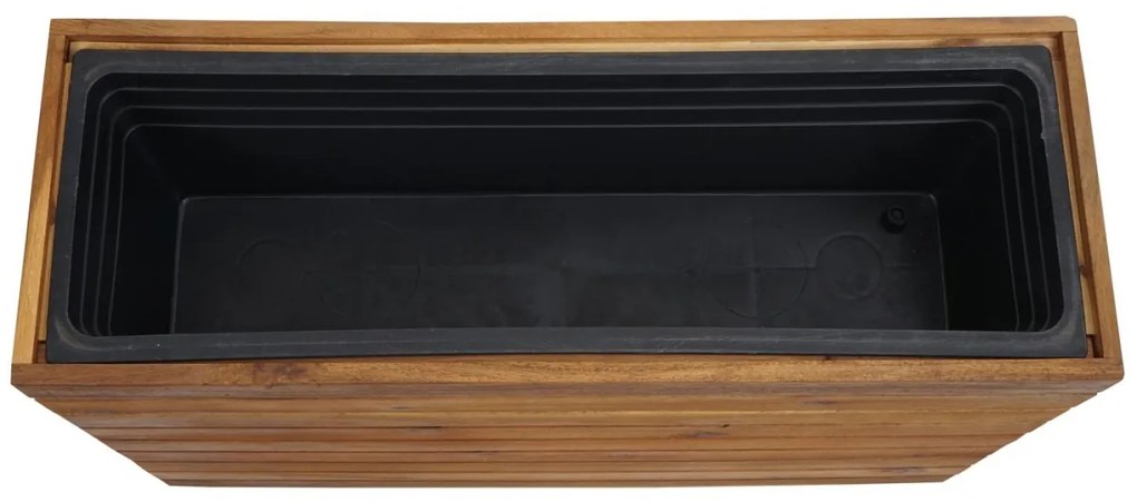Kvetináč HWC-L21, 41x63x23cm, akáciové drevo - hnedá