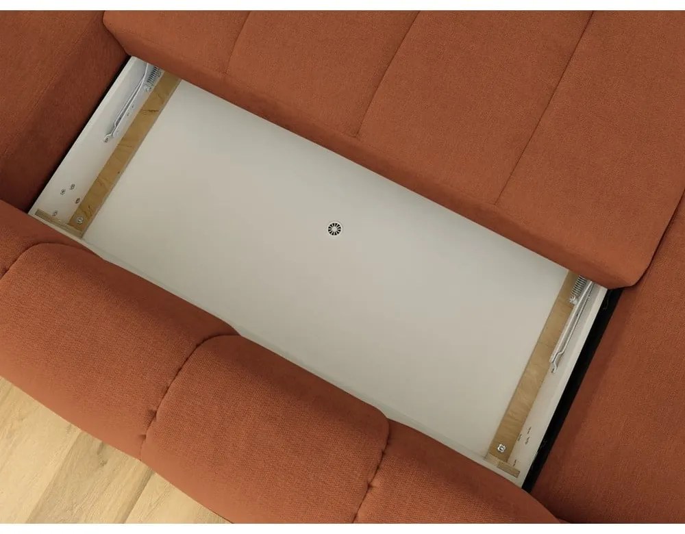 Rozkladacia/s úložným priestorom rohová pohovka v tehlovej farbe (pravý roh/do tvaru "U") Fuji – Bobochic Paris