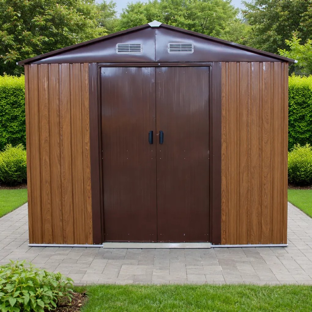 Záhradný domček BestBerg BBSH-608W / 5,3 m² / 205 x 257 x 202 cm / dekor dreva/hnedá