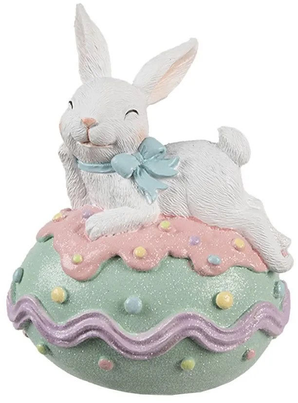 Dekorácia králik s mašľou na zelenom vajíčku - 11*9*15 cm