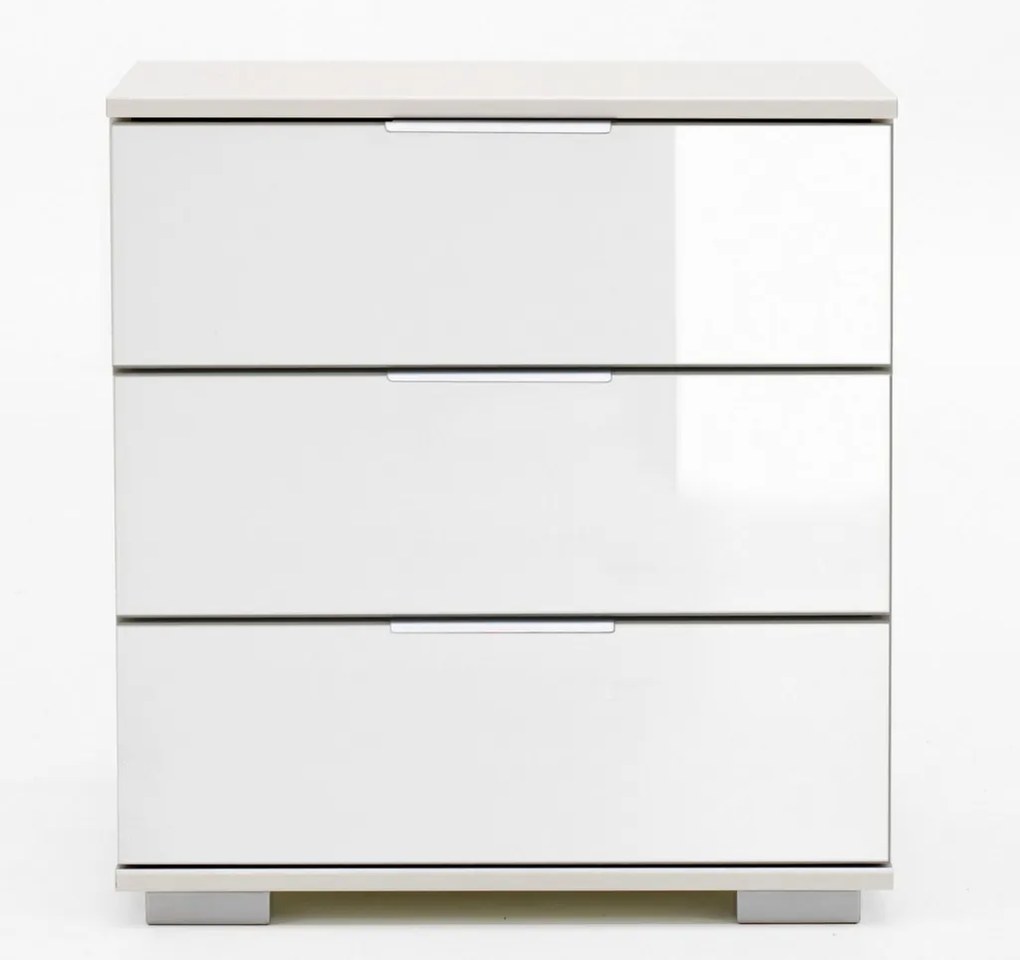 Nočný stolík Easy Plus, biely/biele sklo