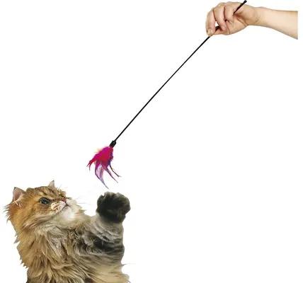 Hračka pre mačky Karlie vábnička s perím 60 cm