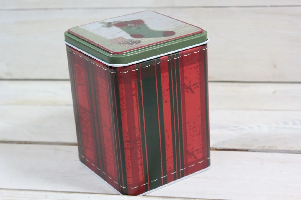 Plechová krabica - vianočný motív 1. (10,5x14x10,5 cm)