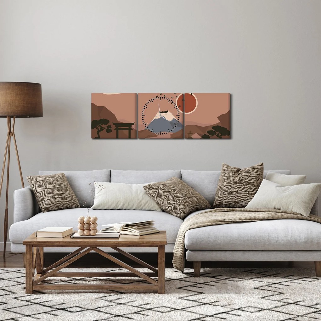Obraz - Japonsko N⁰1 (s hodinami) (90x30 cm)