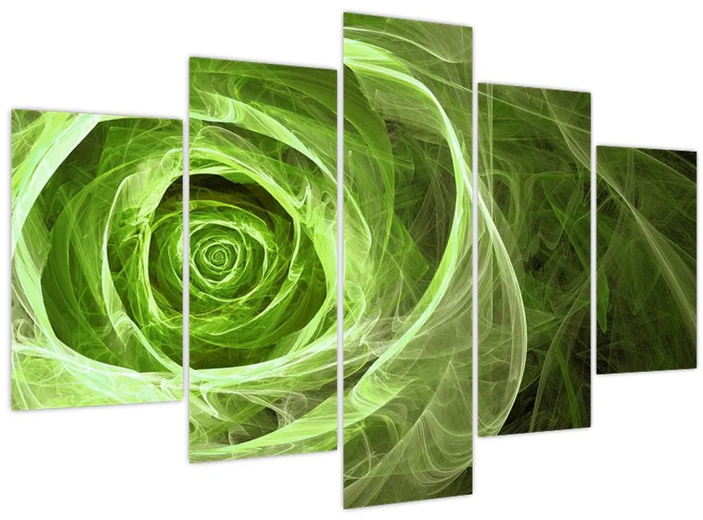Obraz - Abstraktné ruže zelená (150x105 cm)