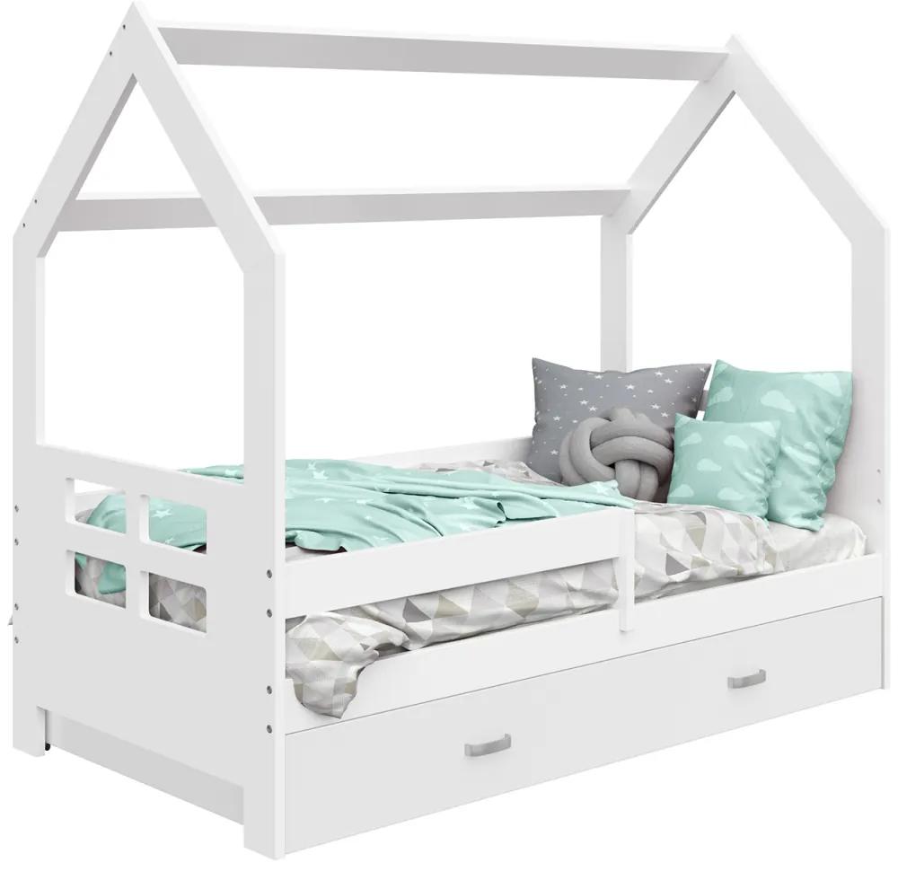 Dětská postel DOMEČEK D3D 80x160cm masiv bílá | AMI Nábytok