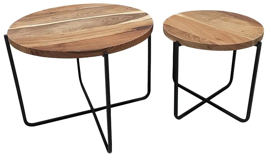 Súprava stolíkov Bristol akácia/čierna