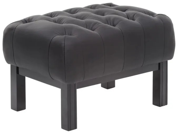 furniture-nabytek.cz - Masívny taburet Chesterfield Kingsfield z pravej kože, čierny – 61×46×43 cm