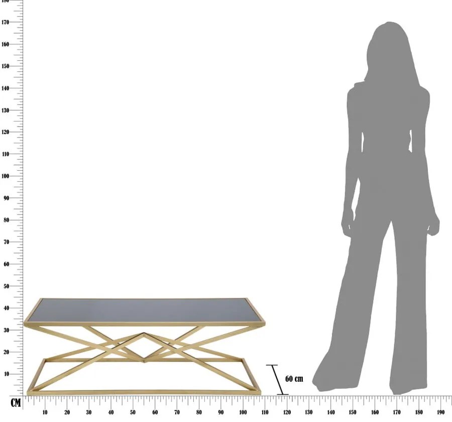 Konferenčný stôl s čiernou sklenenou doskou Mauro Ferretti Piramid, 110 × 60 cm