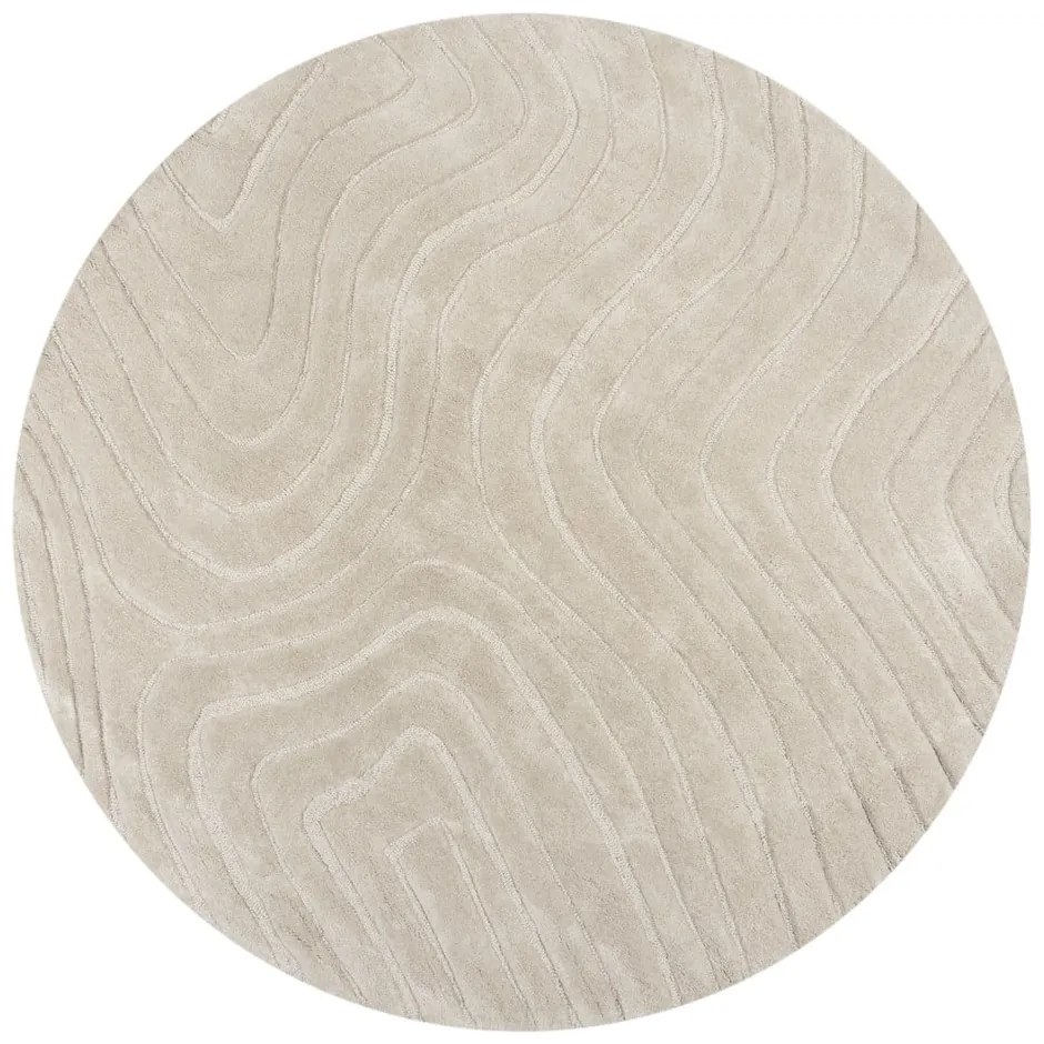 Krémový ručne tkaný vlnený okrúhly koberec ø 160 cm Mesmerise Natural – Flair Rugs