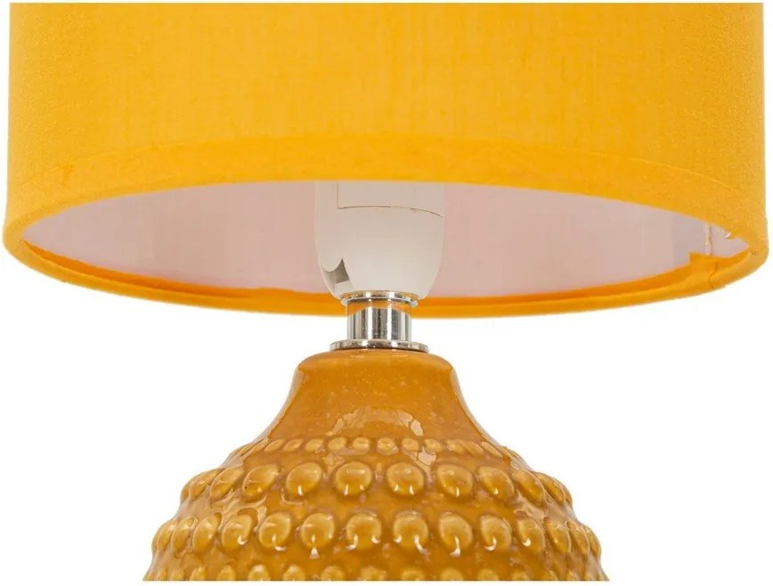 Keramická stolová lampa v horčicovej farbe s textilným tienidlom (výška 30,5 cm) Points – Mauro Ferretti