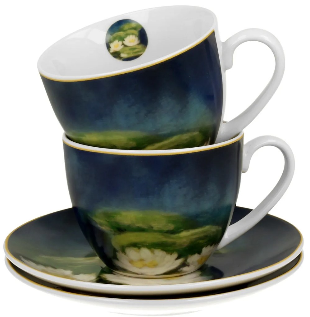 Porcelánová šálka s podšálkou Monet Nenufars 270 ml sada 2ks