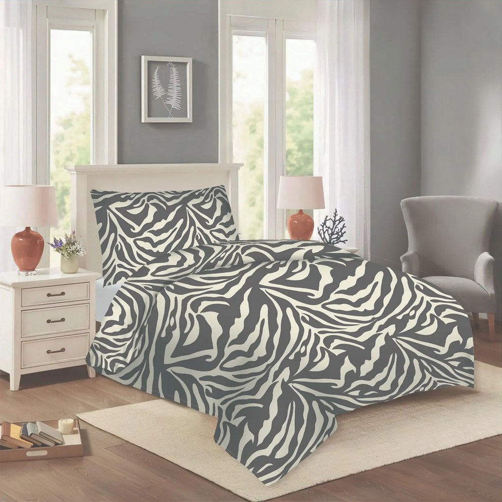 Obliečky bavlnené Zebra 200x140cm+90x70cm TiaHome