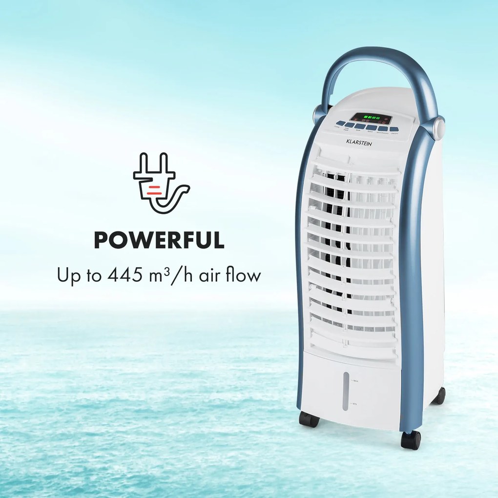 Klarstein Maxfresh, 3 v 1 ochladzovač vzduchu, ventilátor, 65 W, 6 l, diaľkový ovládač, 2 x chladiaci box