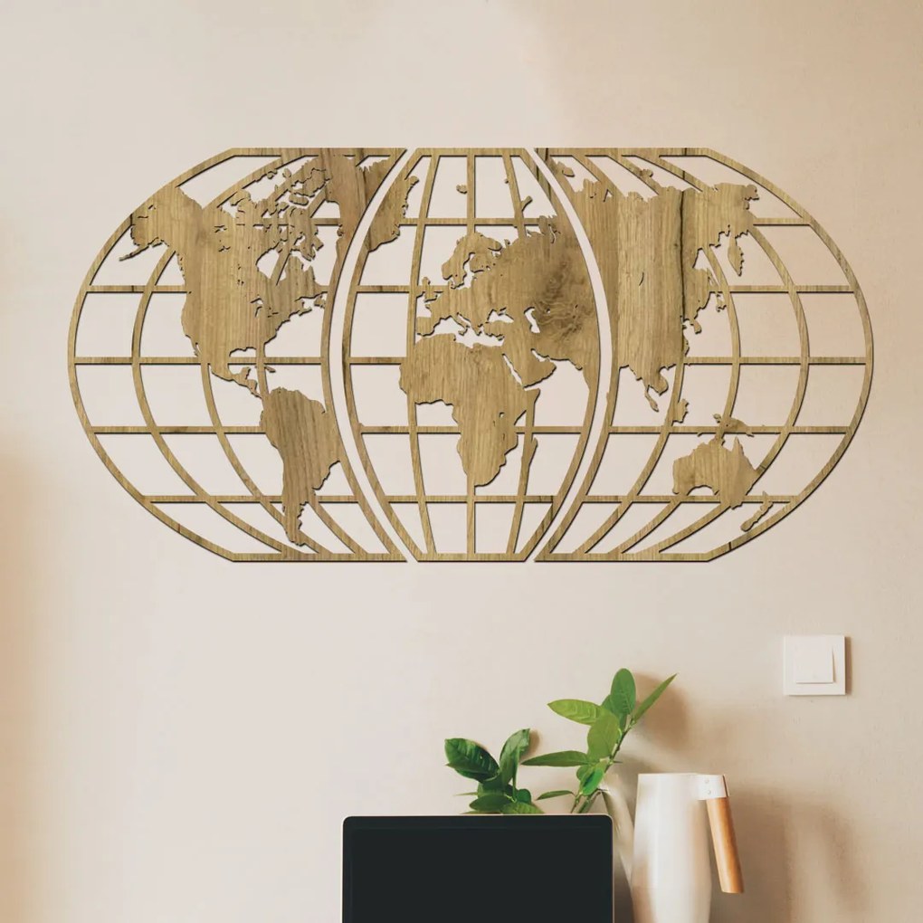 drevo zivota 3 dielna drevená mapa sveta na stenu Global Farebný vzor: Wenge, Veľkosť viacdielov: 117x60