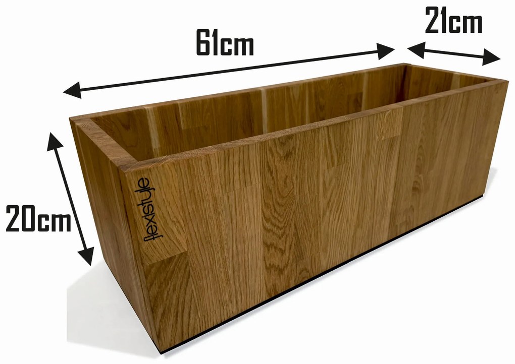 Dekorstudio Elegantný drevený dubový kvetináč do interiéru aj exteriéru 60x20x20cm