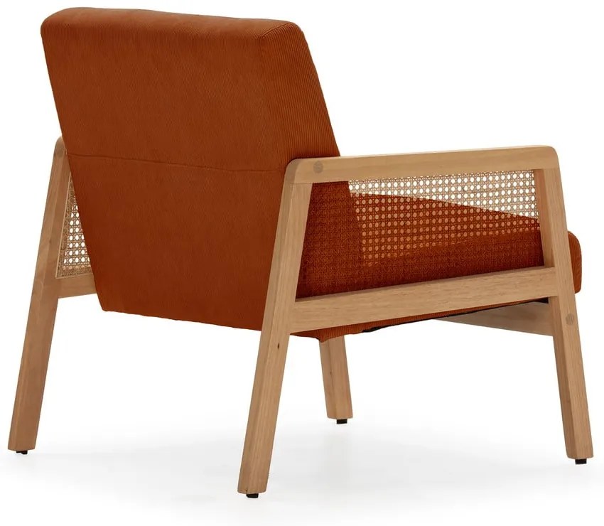 Menčestrové kreslo s výpletom v tehlovej farbe Debra – Marckeric