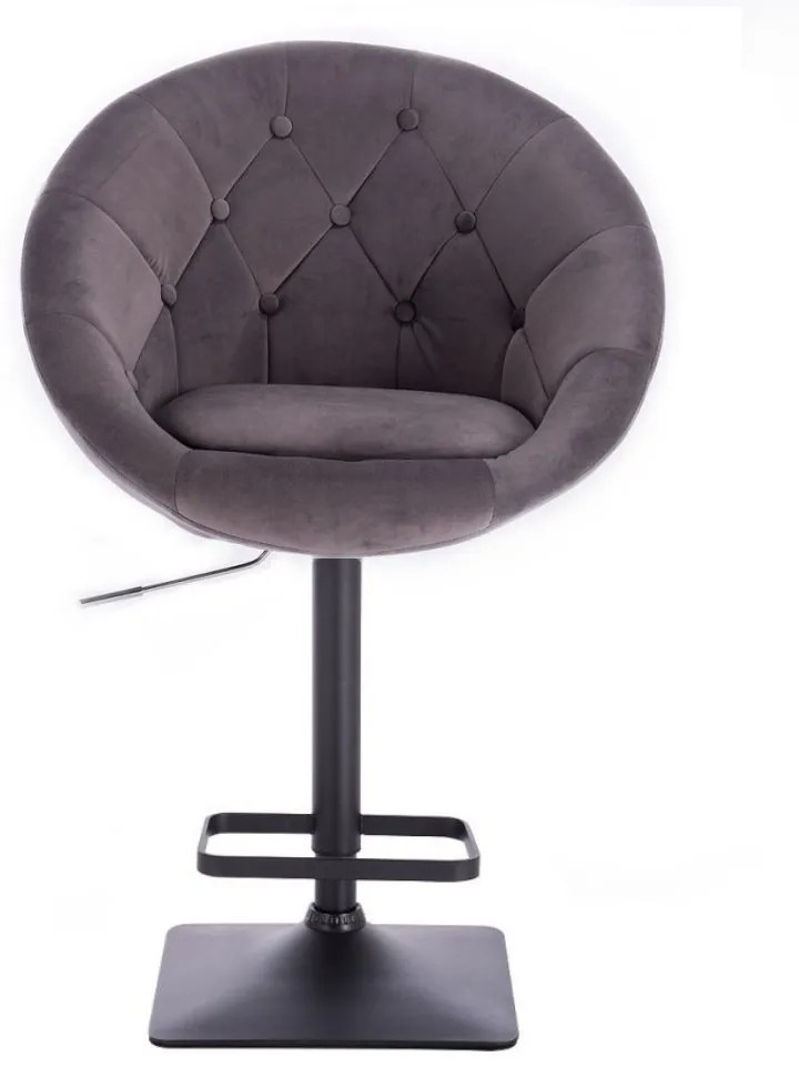 LuxuryForm DESIGN Barová stolička VERA VELUR na čiernej hranatej základni - tmavo šedá