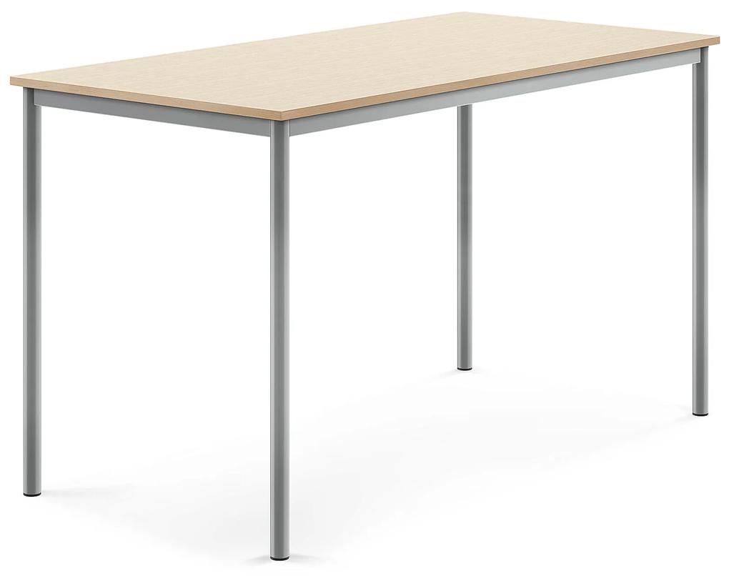 Stôl BORÅS, 1600x800x900 mm, laminát - breza, strieborná