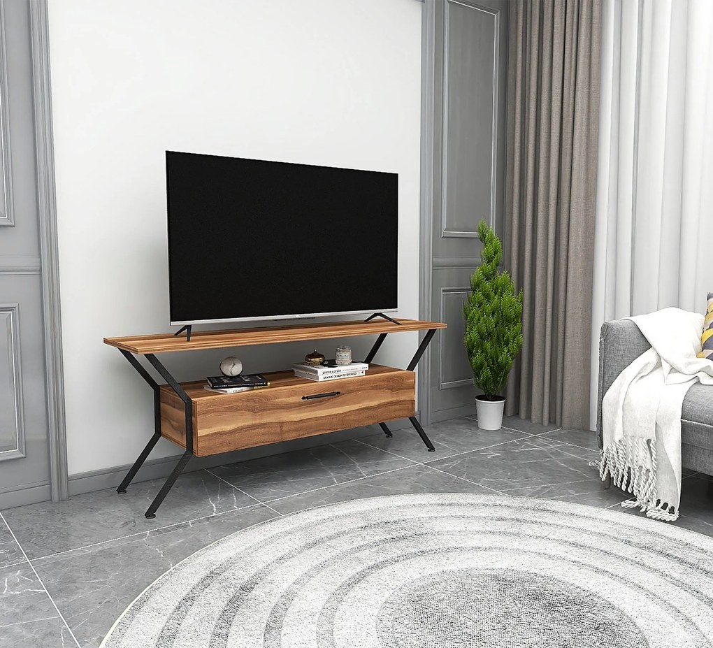 TV stolík/skrinka Tarza (Orech + Čierna). Akcia -17%. Vlastná spoľahlivá doprava až k Vám domov. 1072864