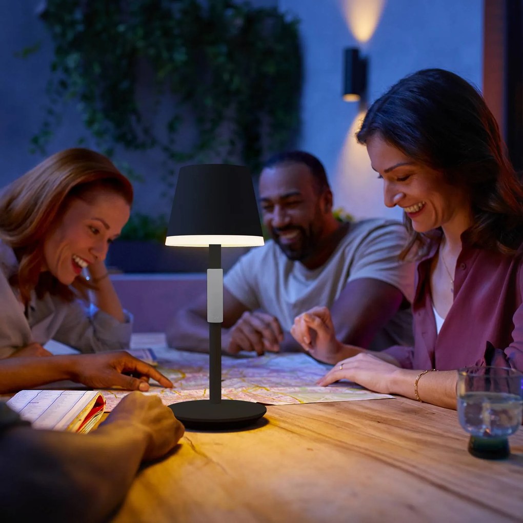 Philips Hue Go stolová LED lampa + tienidlo čierna