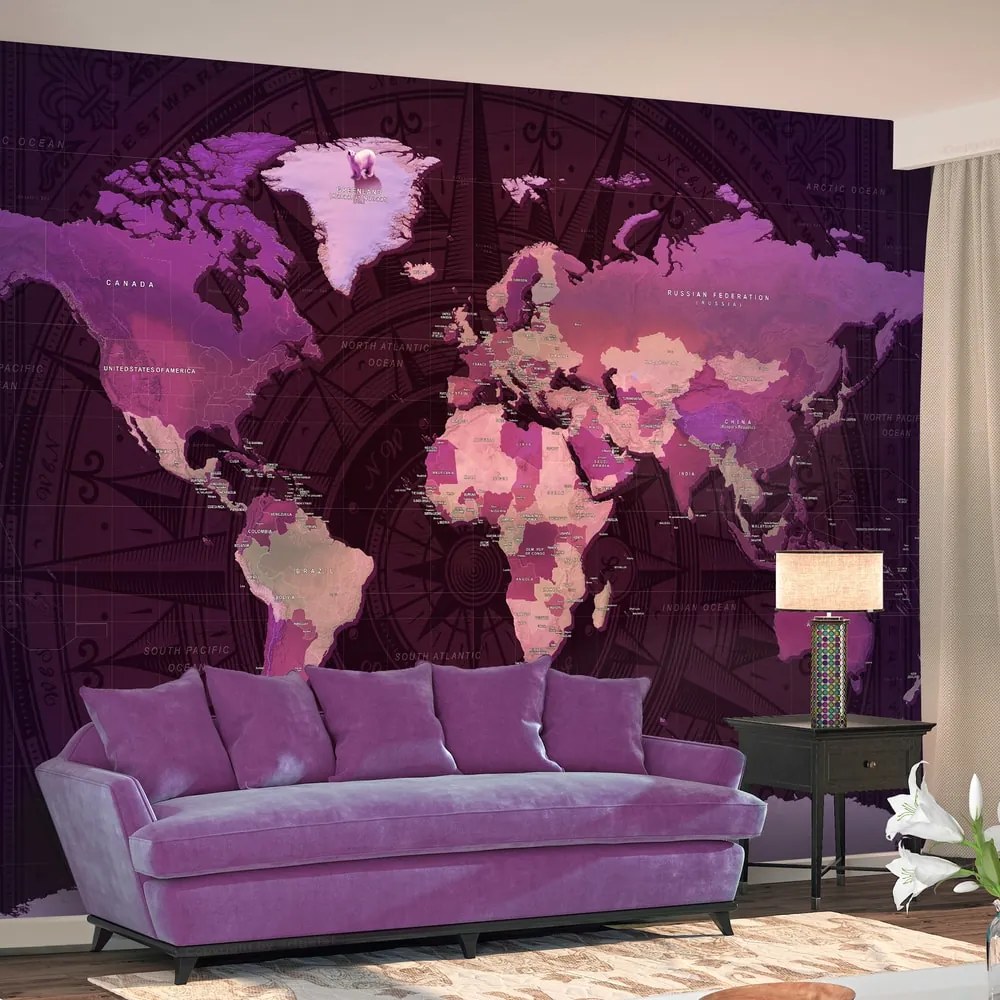 Fototapeta Fialová mapa sveta - Purple World Map