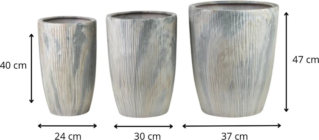 Sada 3 ks kvetináčov NEVA MARBLE IX béžová/sivá