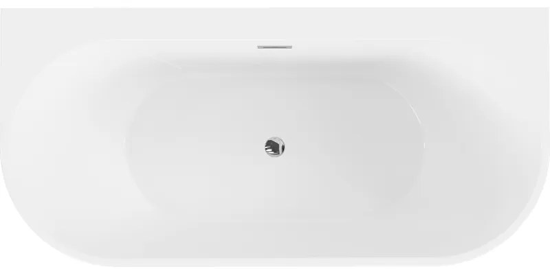 Mexen Oval+, voľne stojaca vaňa ku stene 170 x 80 cm, biela lesklá, chrómový prepad, 52681708000-01