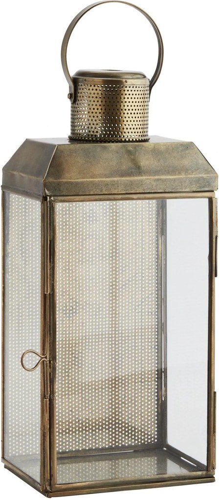 MADAM STOLTZ Nástenný sklenený lampáš Aged Antique brass