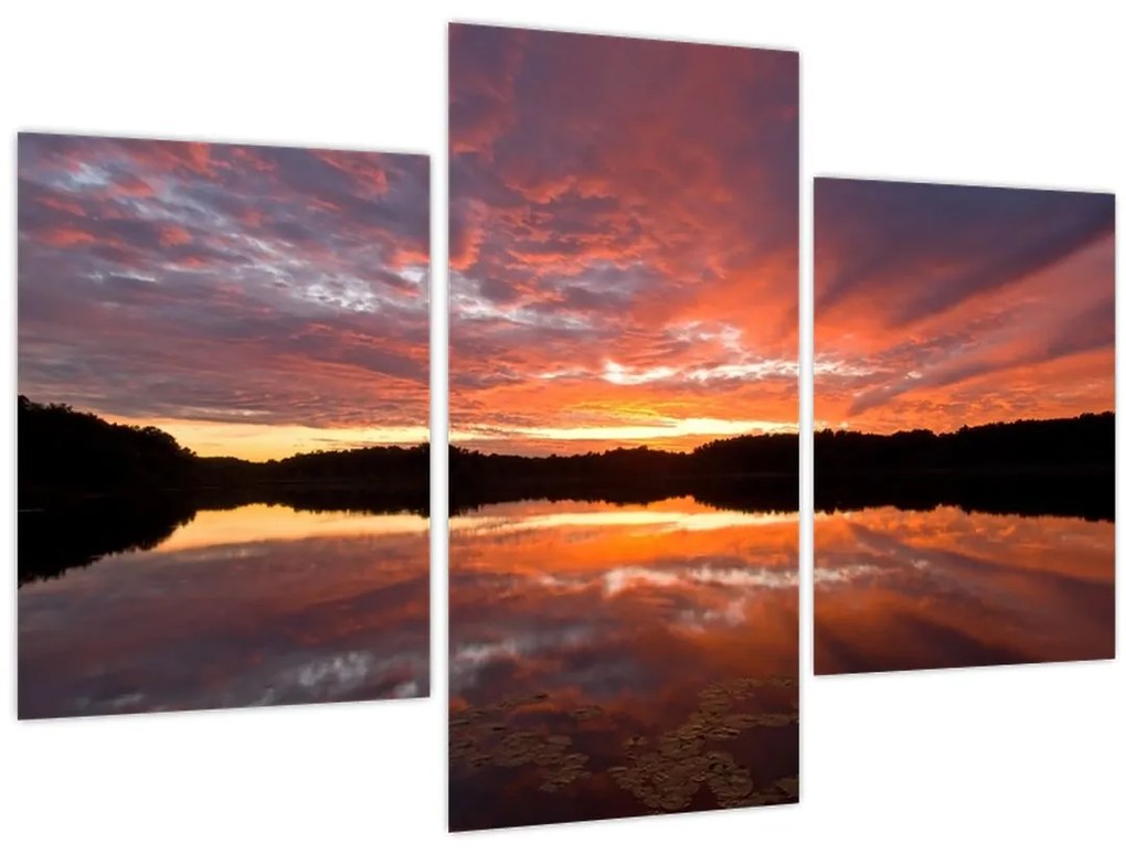 Obraz - Západ slnka nad jazerom (90x60 cm)