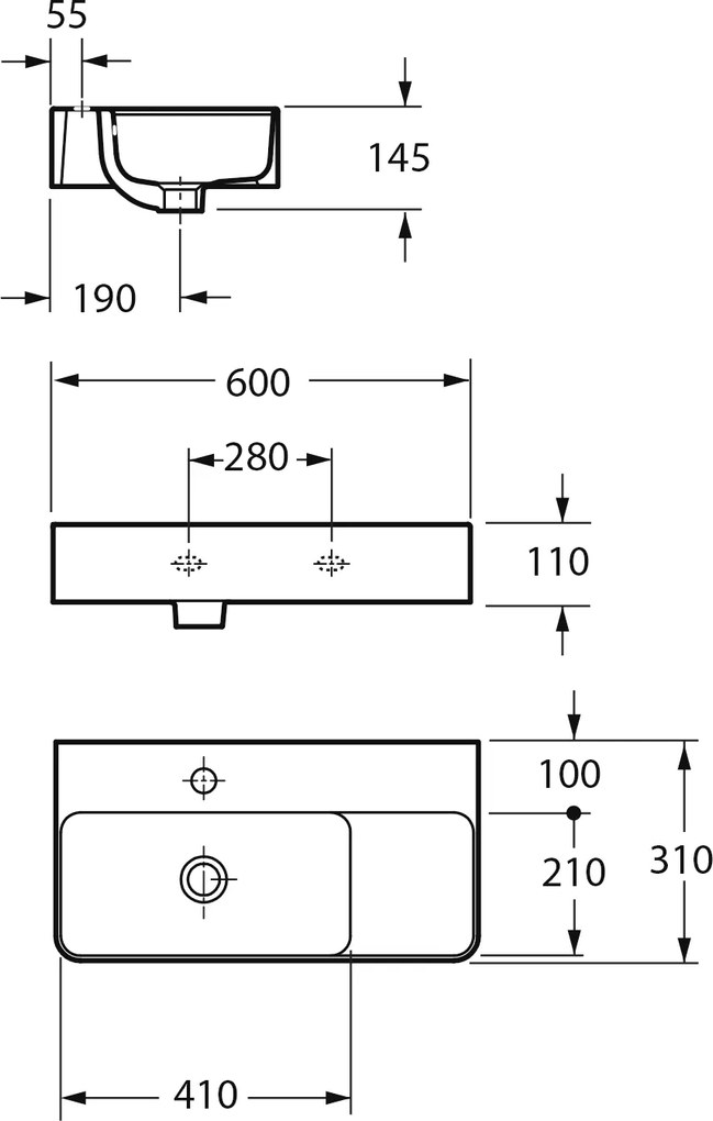 Sapho Sapho, ISTIA keramické umývadlo, 60x31cm, biela, AR6041