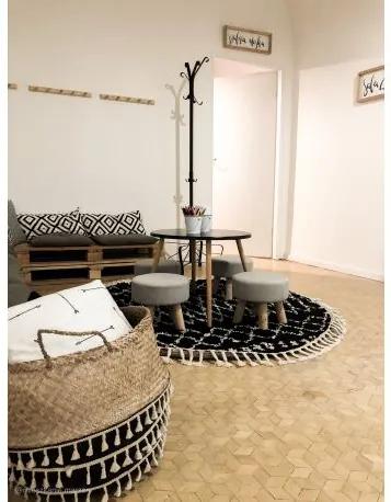Okrúhly koberec BERBER ETHNIC G3802, čierna -biela, strapce, Maroko, Shaggy Veľkosť: kruh 160 cm
