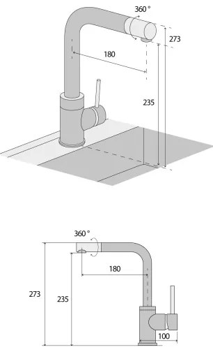 Concept BDG4327BC - Drezová batéria 27,3 cm granit/čierna