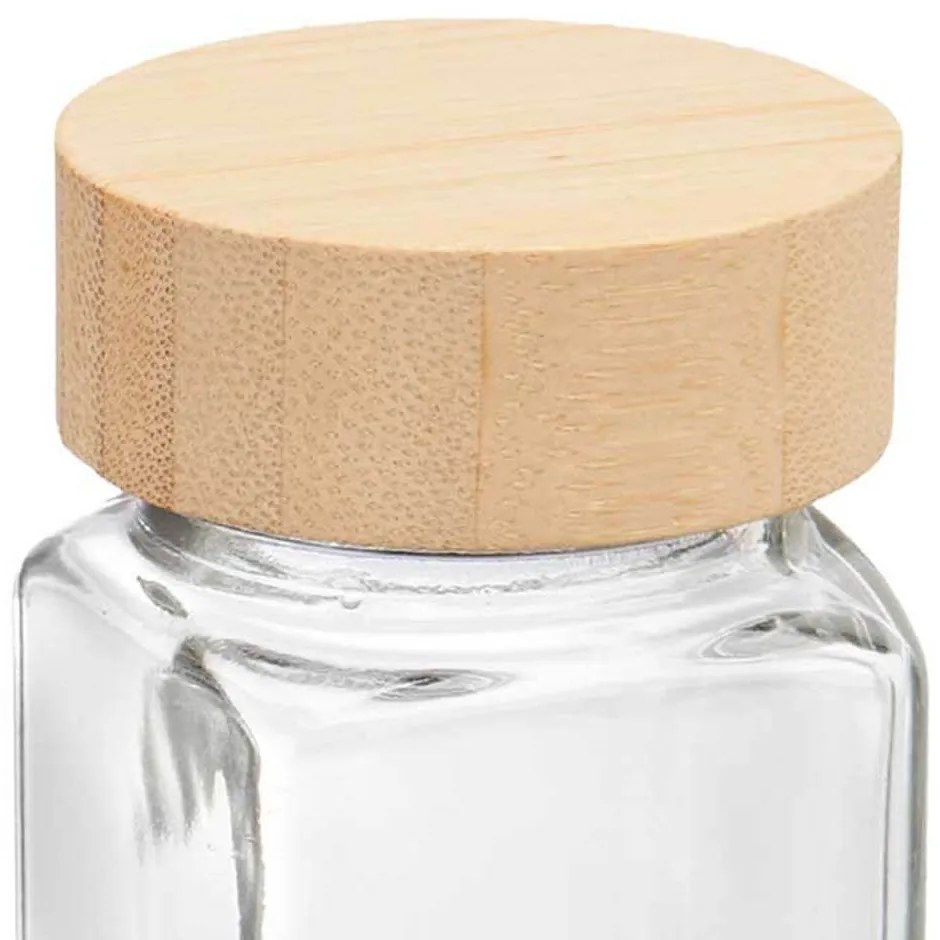 Sada 6ks koreničiek hranatých s bambusovým viečkom DECOR 6*120ml