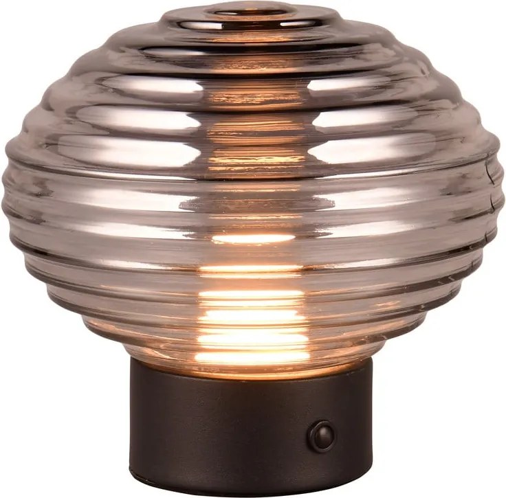 Čierno-šedá stmievateľná LED stolová lampa so skleneným tienidlom (výška 14,5 cm) Earl – Reality