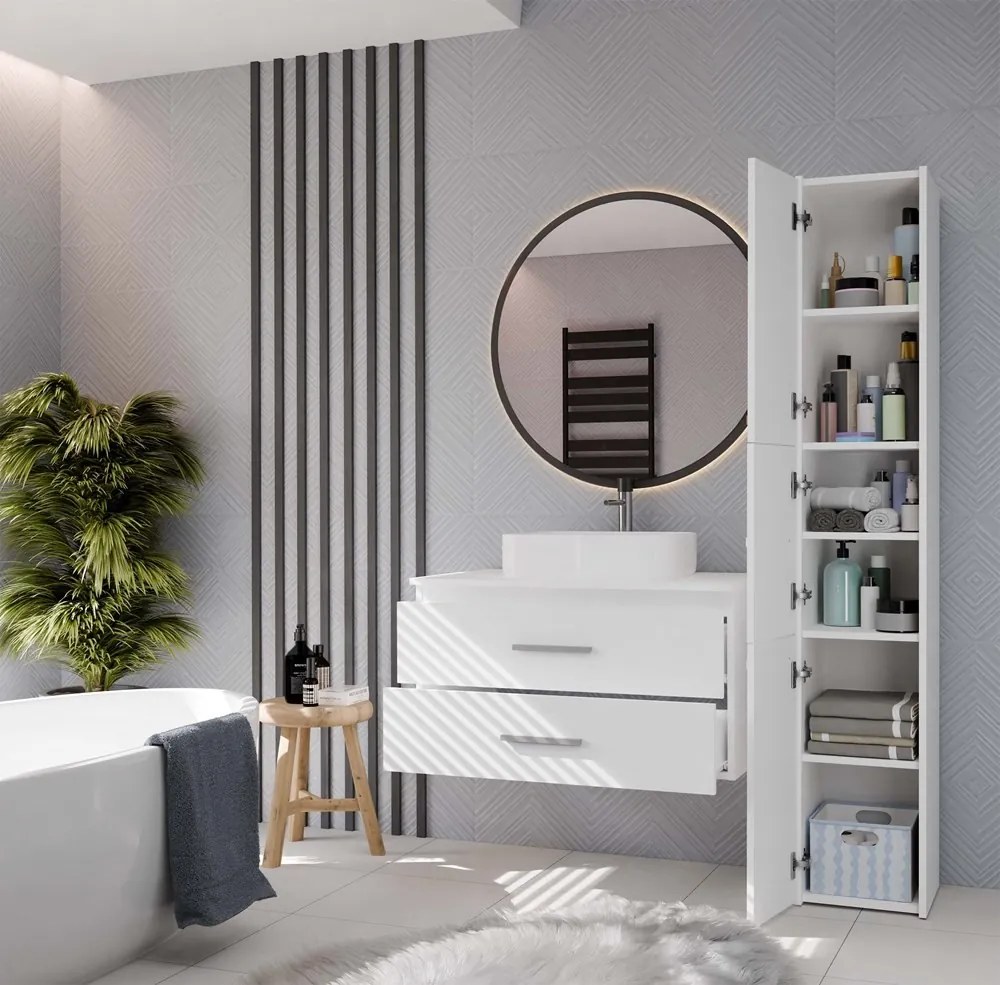 Závesná skrinka pod umývadlo s doskou NEL 2S 80 cm biela