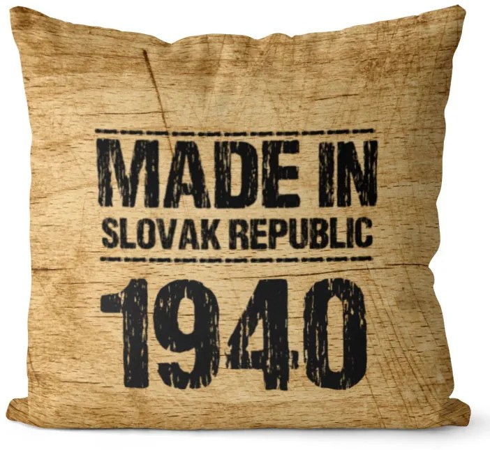 Vankúš Made In + rok (Veľkosť: 55 x 55 cm, rok: 1940)