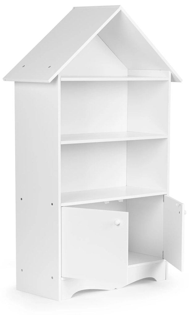 Polička, skrinka domček na hračky, biely Ecotoys