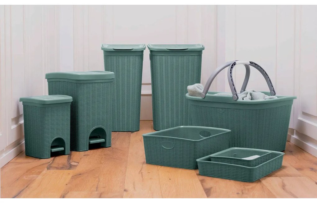 STEFANPLAST Kôš na bielizeň 35 l, 58 × 38 × 28 cm, zelenošedý