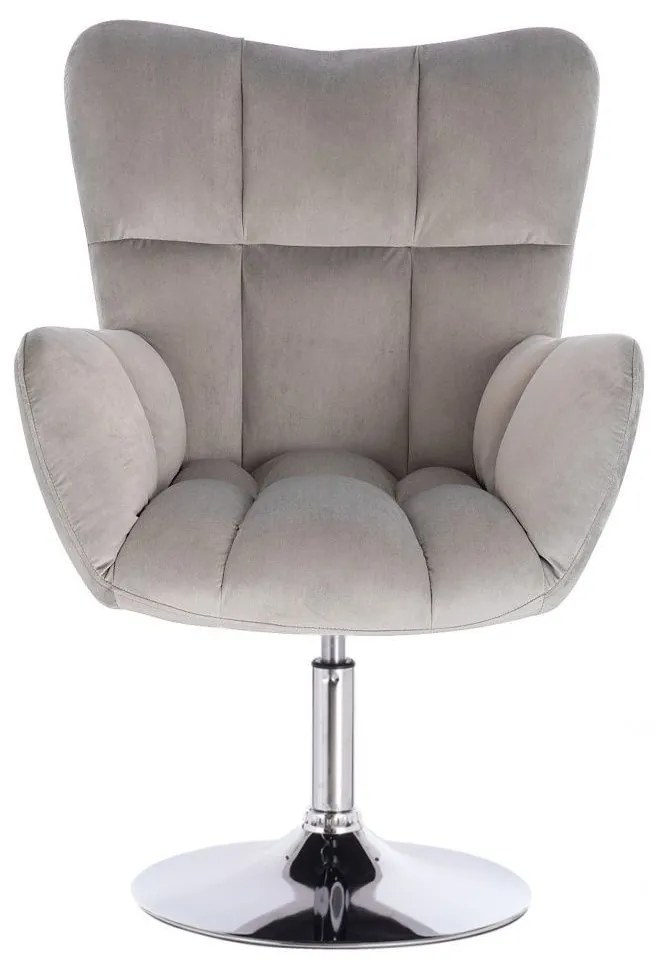LuxuryForm DESIGN Kreslo AURORA VELUR na striebornom tanieri - svetlo šedé