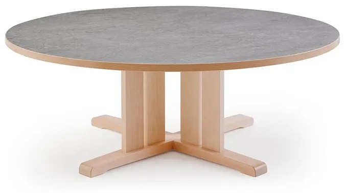 Stôl KUPOL, okrúhly, Ø1300x500 mm, linoleum - šedá, breza